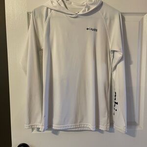 Columbia White Long Sleeve dry fit hoodie